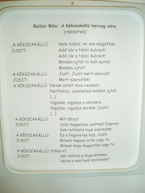 Kékszakállú  herceg vára / Duke bluebeard's castle - 1. idézet / 1. quotation
